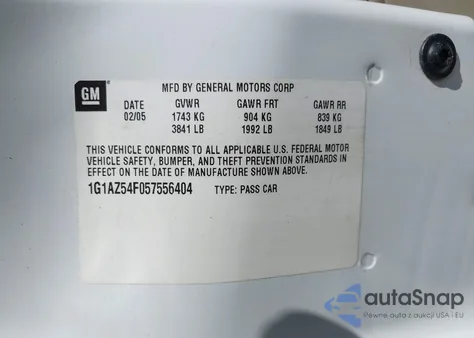2005 Chevrolet Cobalt Lt z USA, uszkodzony, nr VIN 1G1AZ54F057556404